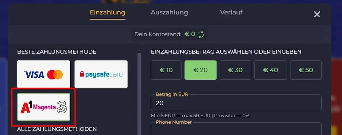 rolling slots a1 zahlung handyrechnung österreich