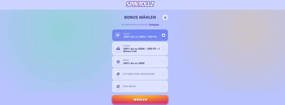 spinrollz casino willkommensbonus